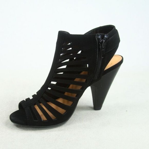 Women's  Fashion Strappy Caged Kitten Chunky Heel Sandal Shoes - Picture 16 of 16